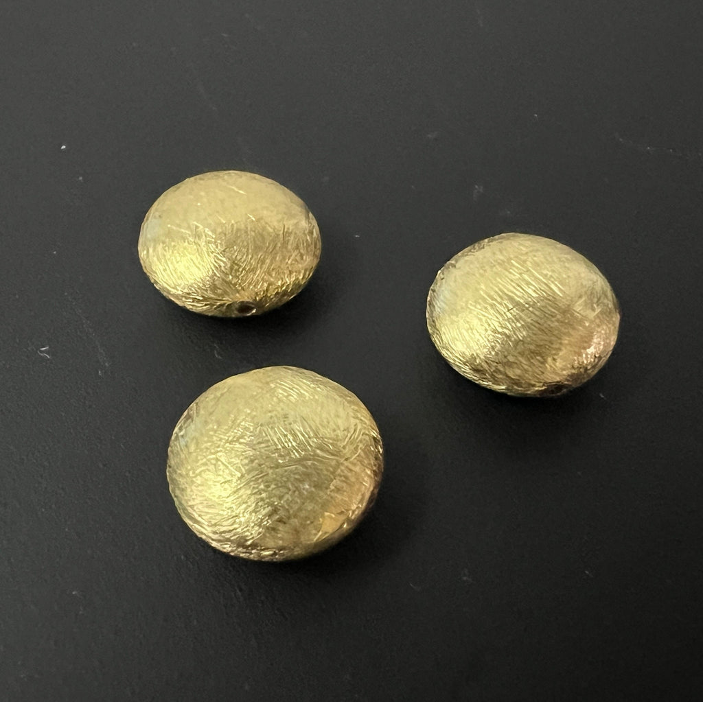 Coin / lens, gold-plated 925 sterling silver, brushed, 6 – 12 mm