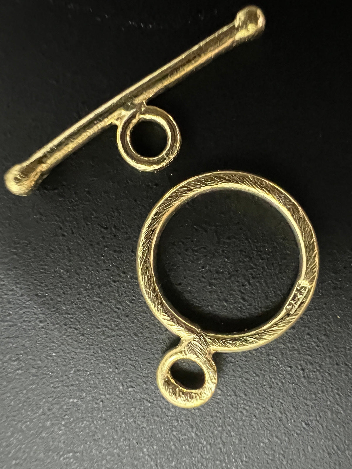 Toggle clasp, gold-plated 925 silver, brushed, 13 mm | C59