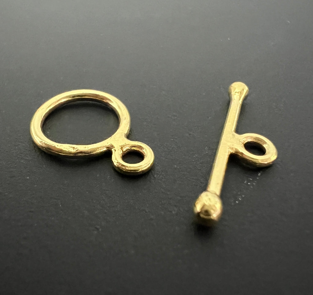 Knebel Verschluss vergoldetes 925-Silber, gebürstet, 10 mm | C61