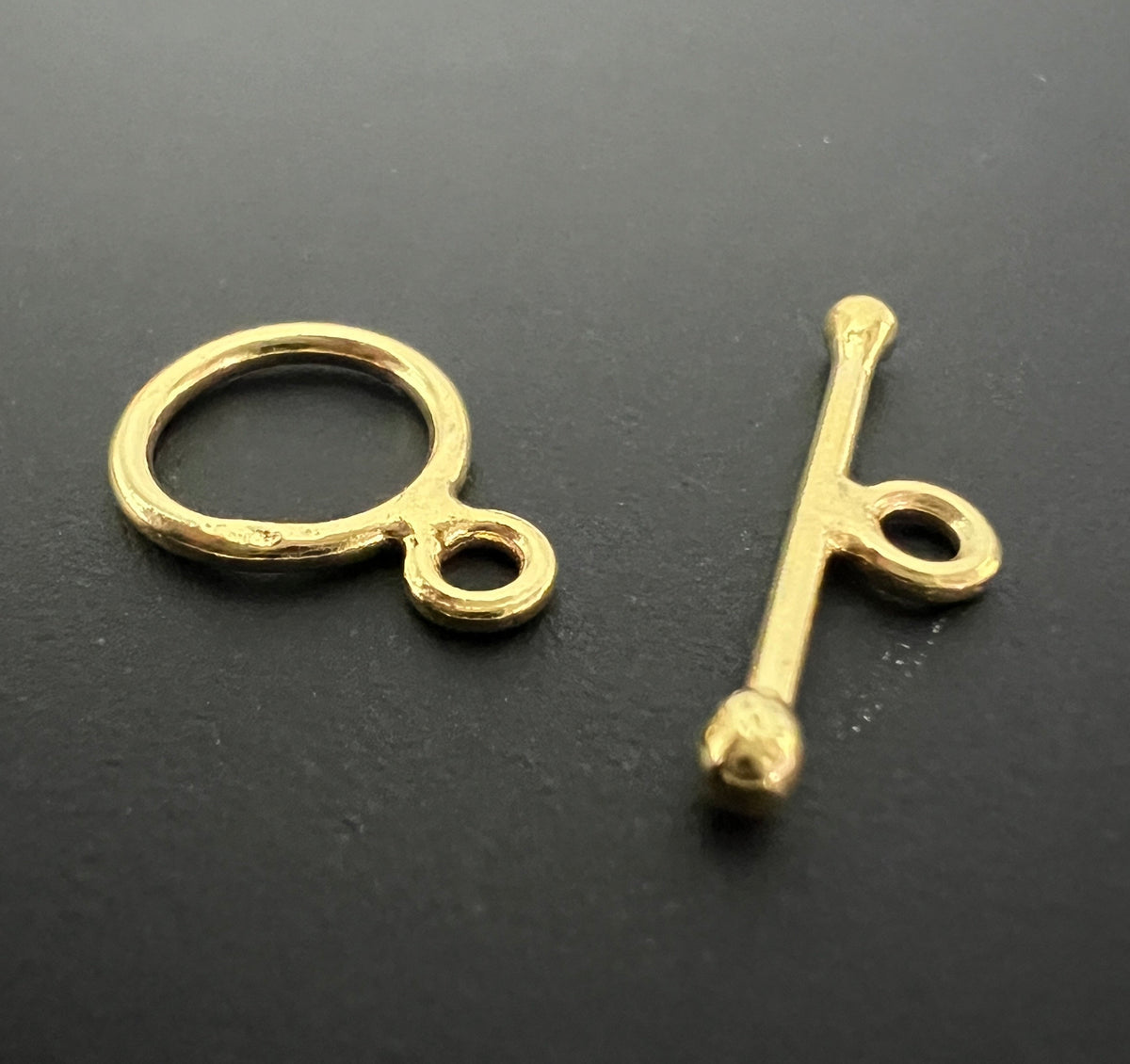 Toggle clasp, gold-plated 925 silver, brushed, 10 mm | C61