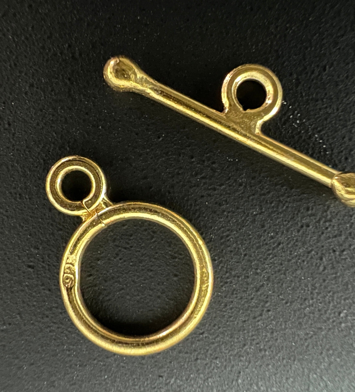 Toggle clasp, gold-plated 925 silver, brushed, 10 mm | C61