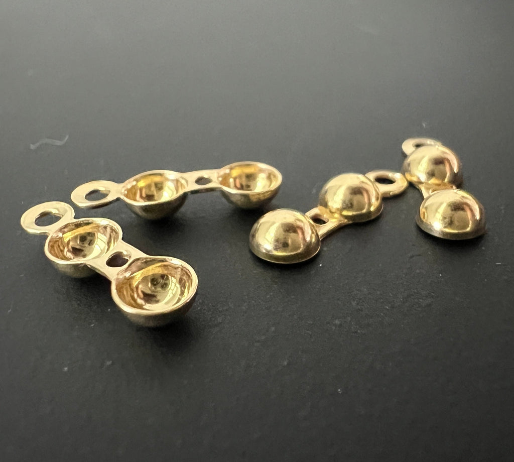 Fold-over crimp covers with loop, gold-plated 925 sterling silver, 4 mm, Made in Italy - F22