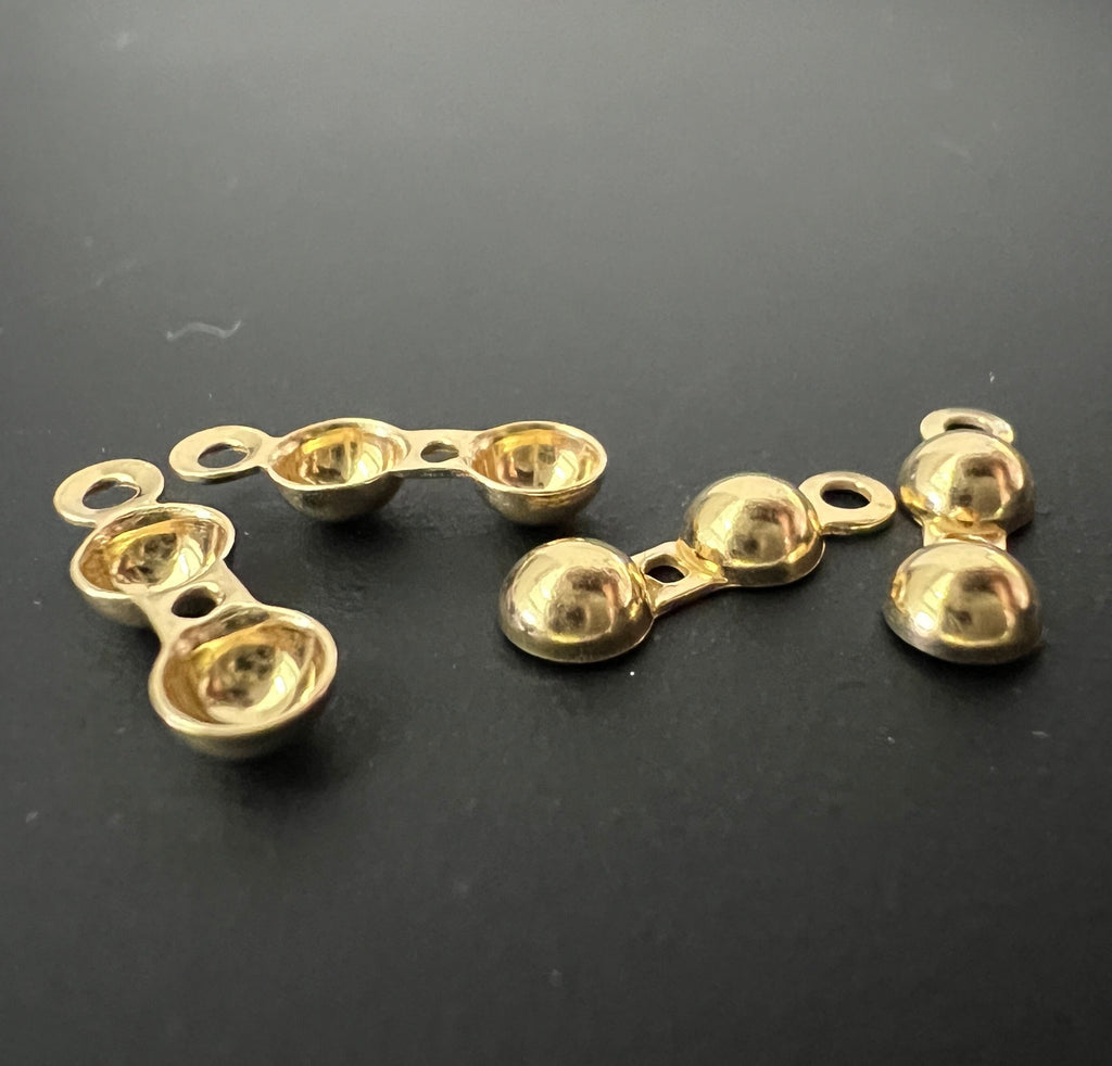 Fold-over crimp covers with loop, gold-plated 925 sterling silver, 4 mm, Made in Italy - F22