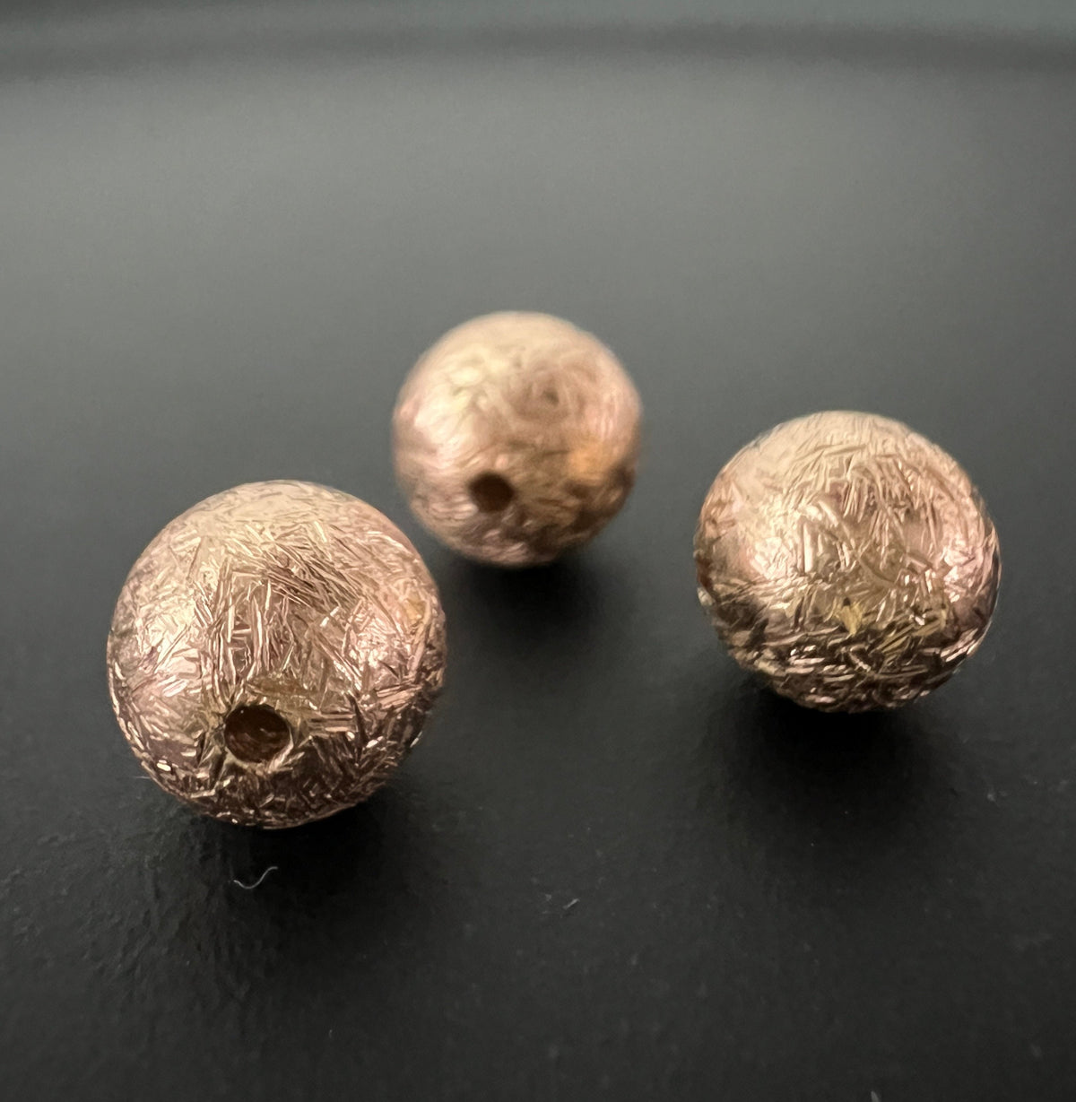 Kugel, 925-Silber, rosévergoldet, gebürstet, 6 mm & 8 mm