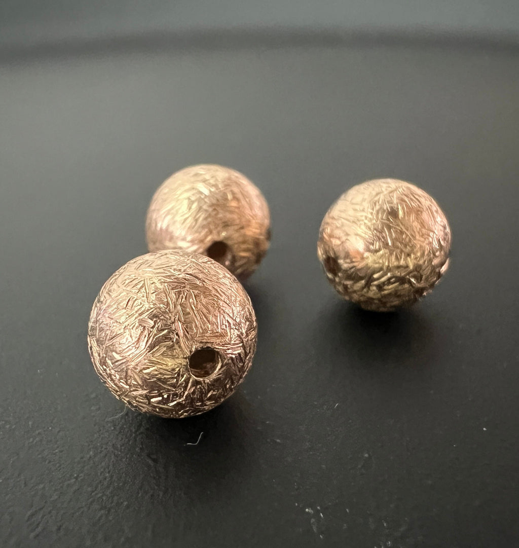 Sphere, 925 sterling silver, rose gold-plated, brushed, 6 mm & 8 mm
