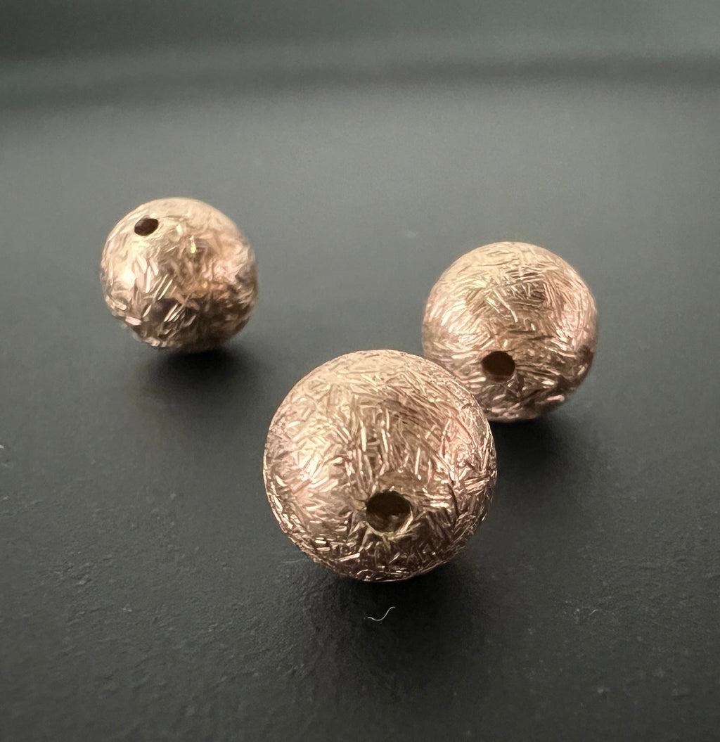 Sphere, 925 sterling silver, rose gold-plated, brushed, 6 mm & 8 mm