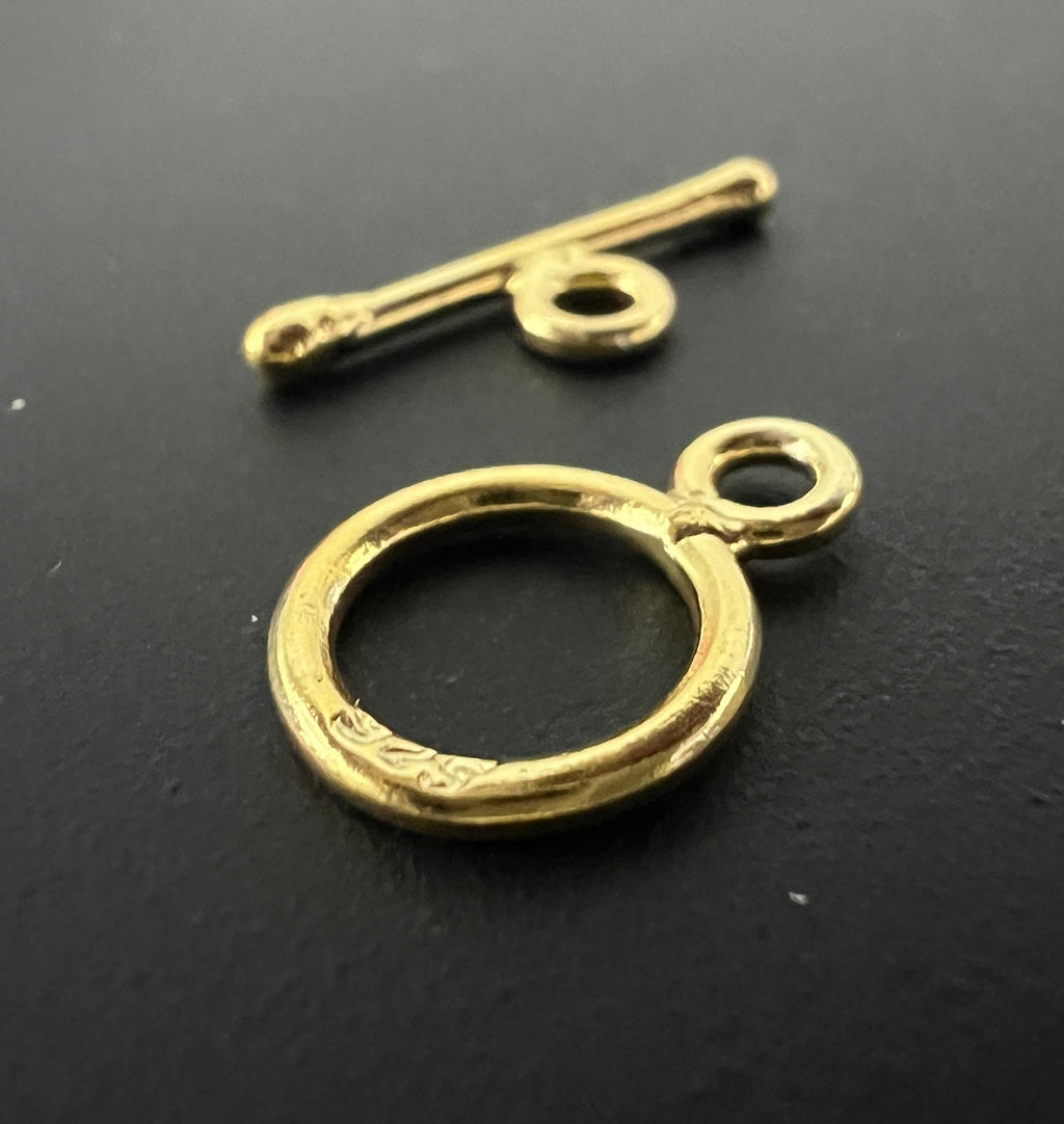 Knebel Verschluss vergoldetes 925-Silber, glatt, 8,5 mm / 10 mm