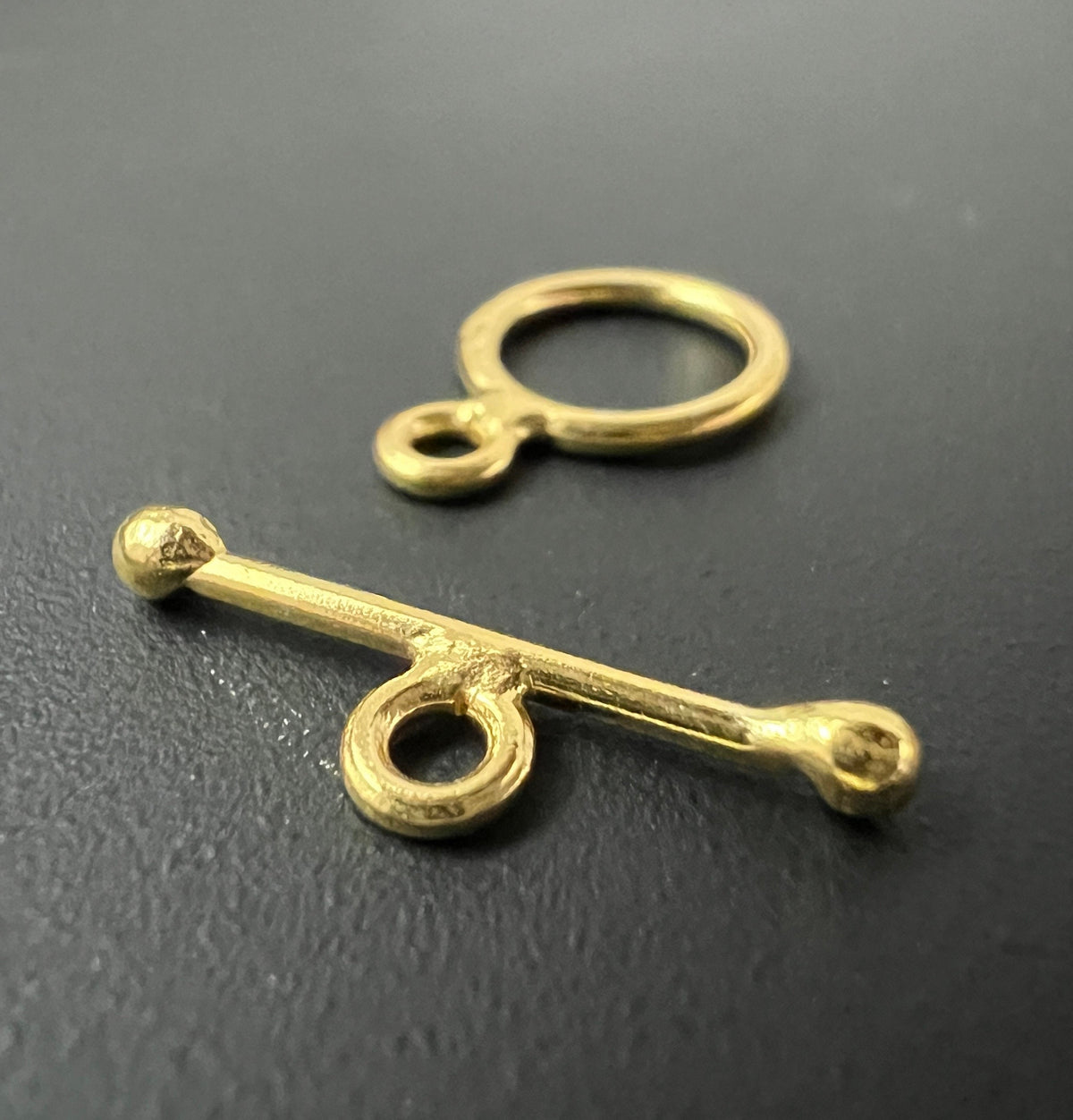 Toggle clasp, gold-plated 925 silver, brushed, 10 mm | C61