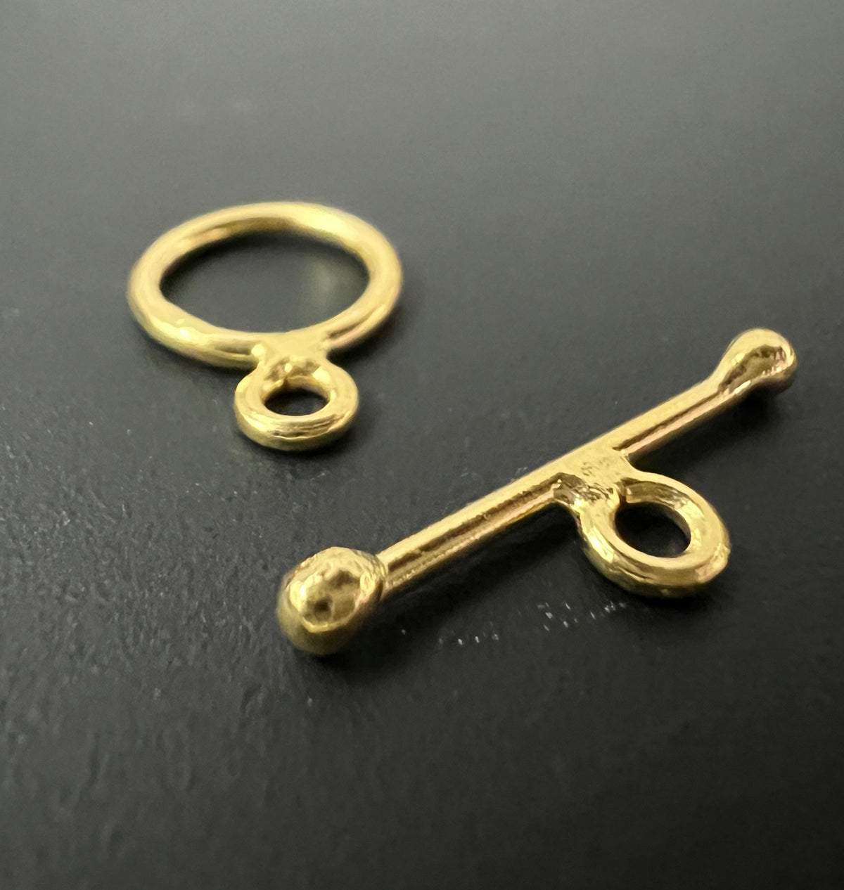Toggle clasp, gold-plated 925 silver, brushed, 10 mm | C61
