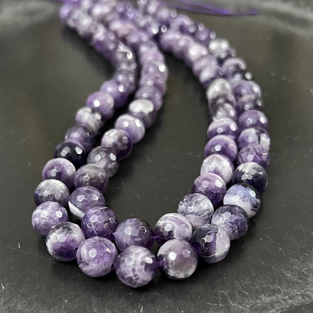Amethyst Strang, Kugeln, facettiert, Lavendel, 6 mm & 10 mm