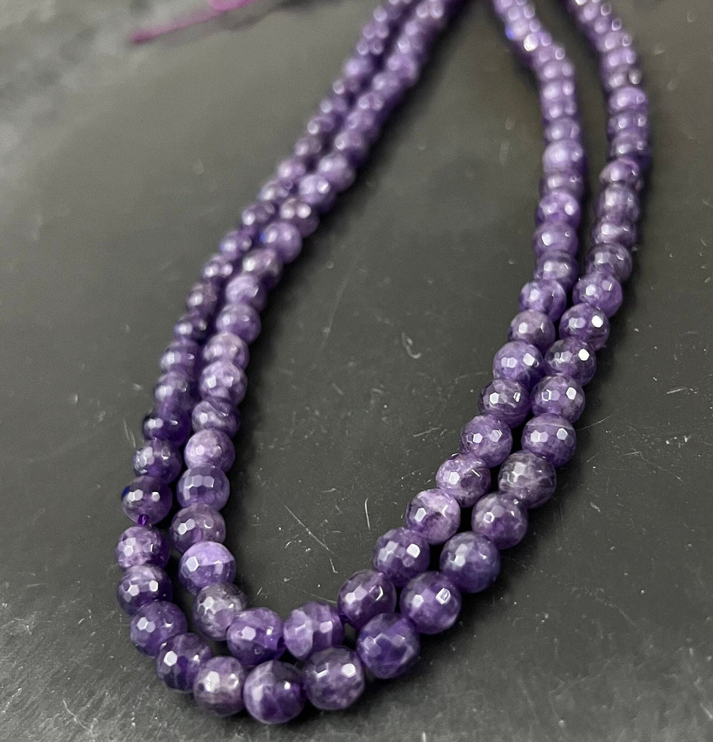 Amethyst Strang, Kugeln, facettiert, 6 mm | S23
