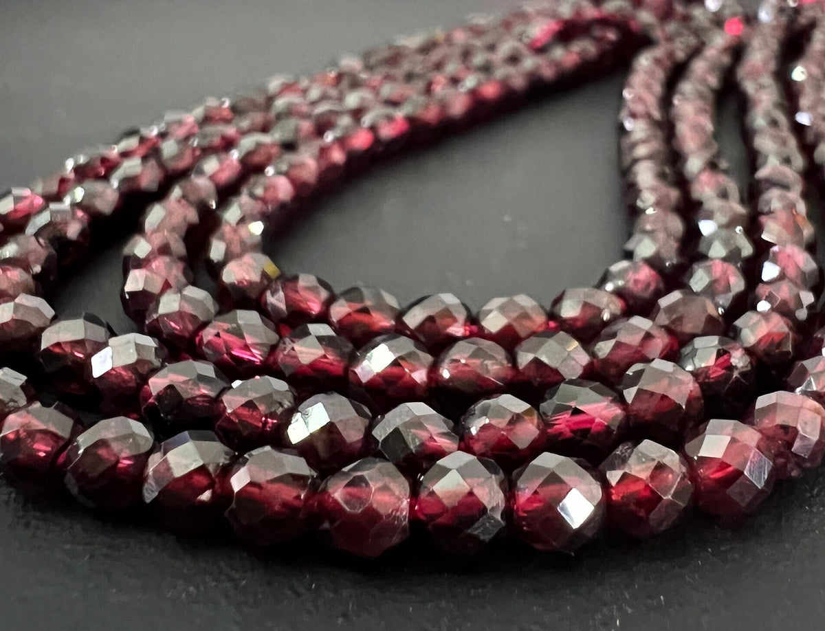 Granat Strang, Kugeln, facettiert, 4 mm | S5