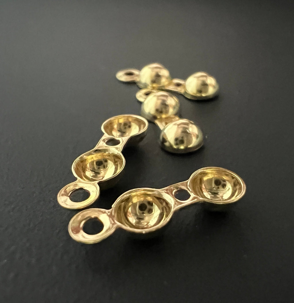 Fold-over crimp covers with loop, gold-plated 925 sterling silver, 4 mm, Made in Italy - F22