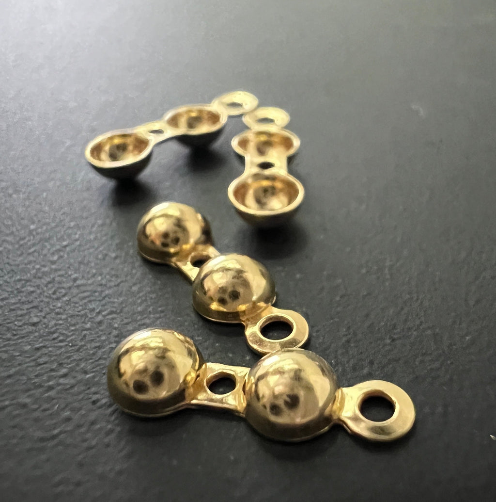 Fold-over crimp covers with loop, gold-plated 925 sterling silver, 4 mm, Made in Italy - F22