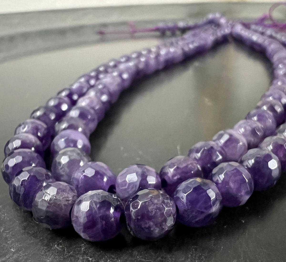 Amethyst Strang, Kugeln, facettiert, 6 mm | S23