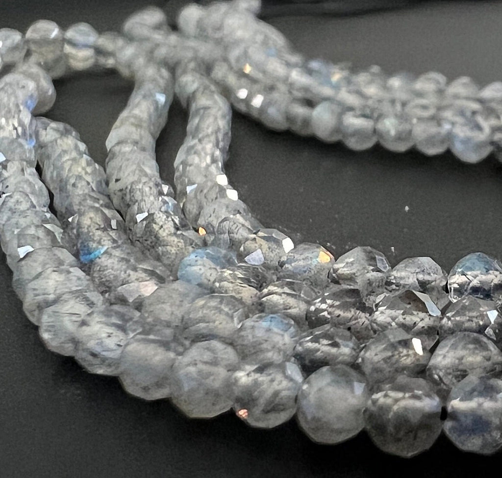 Labradorit Kugeln Strang, facettiert, 3 mm | S6
