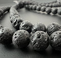 Lava Kugeln Strang, schwarz, poliert, 6 mm & 8 mm