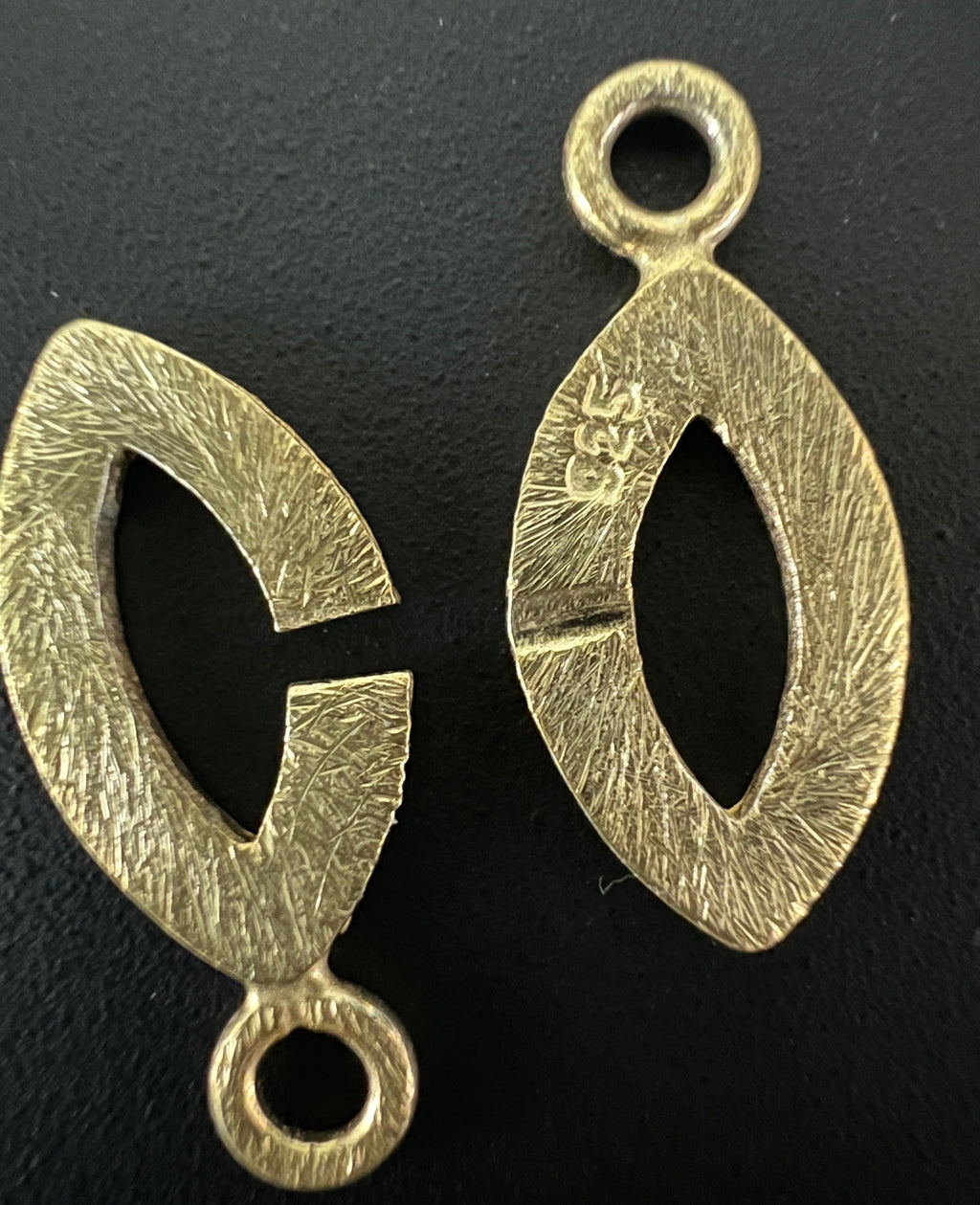 Spring ring clasp, gold-plated 925 silver, marquise-shaped, 21 × 10 mm | C5