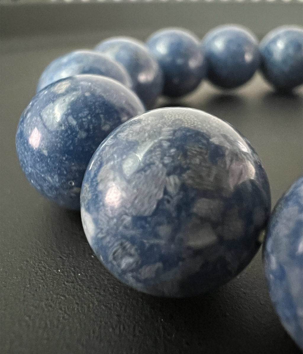 Armband Schaumkoralle, blau gefärbt, 14 mm | S43