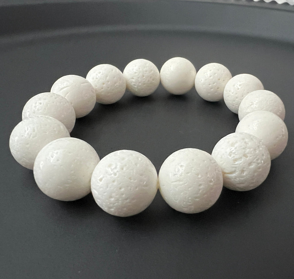 Armband Schaumkoralle, weiß, 12 & 14 mm