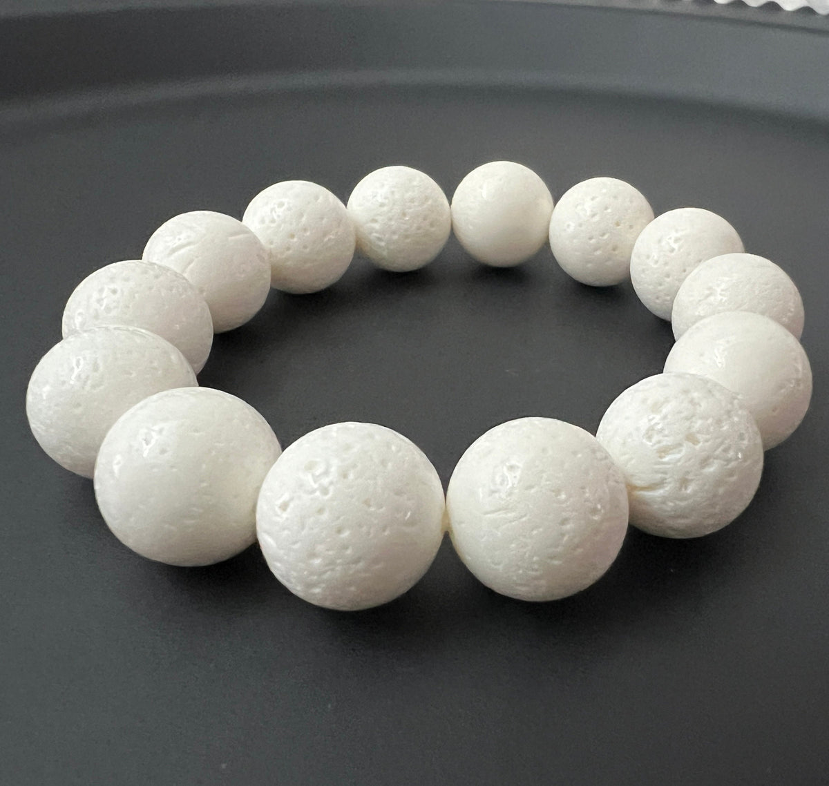 Armband Schaumkoralle, weiß, 12 & 14 mm
