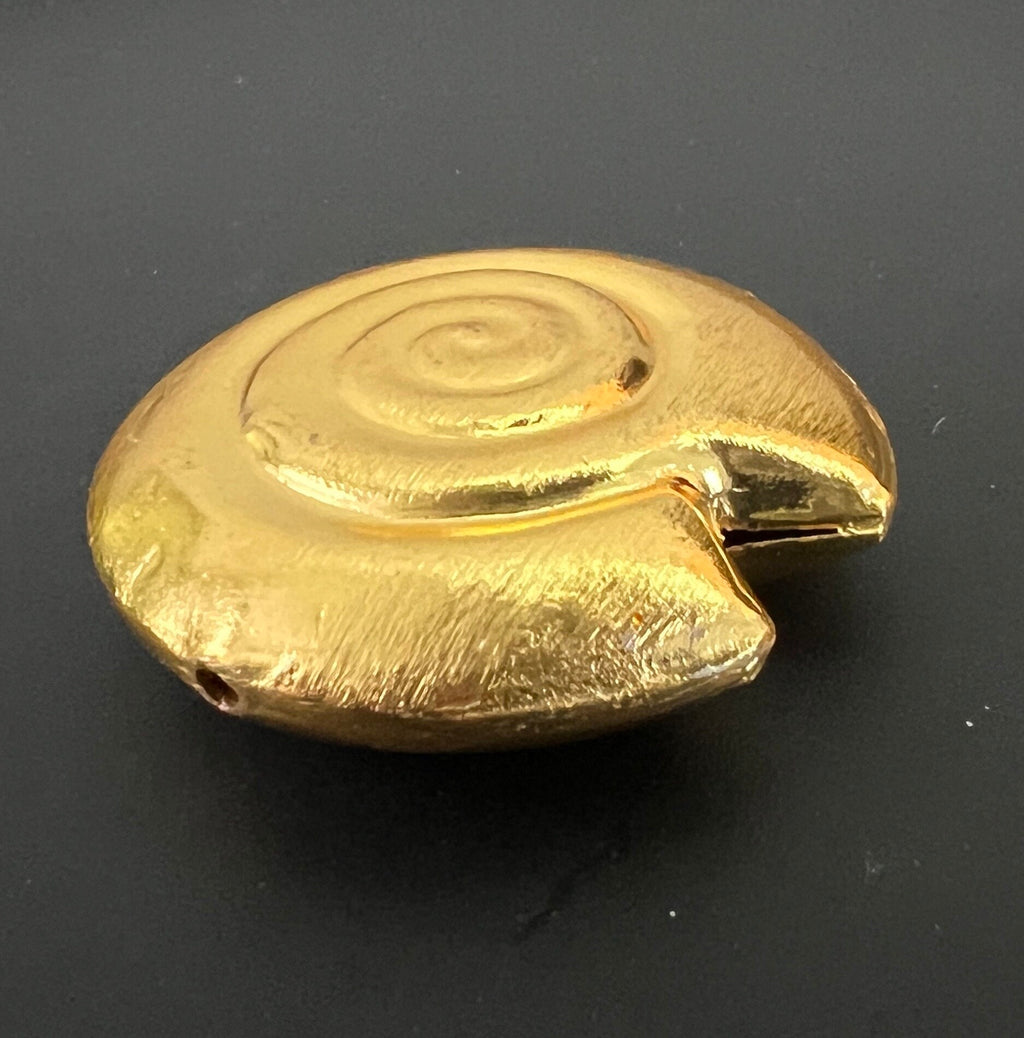 Copper snail bead, gold-plated, brushed, 40 mm | CU4