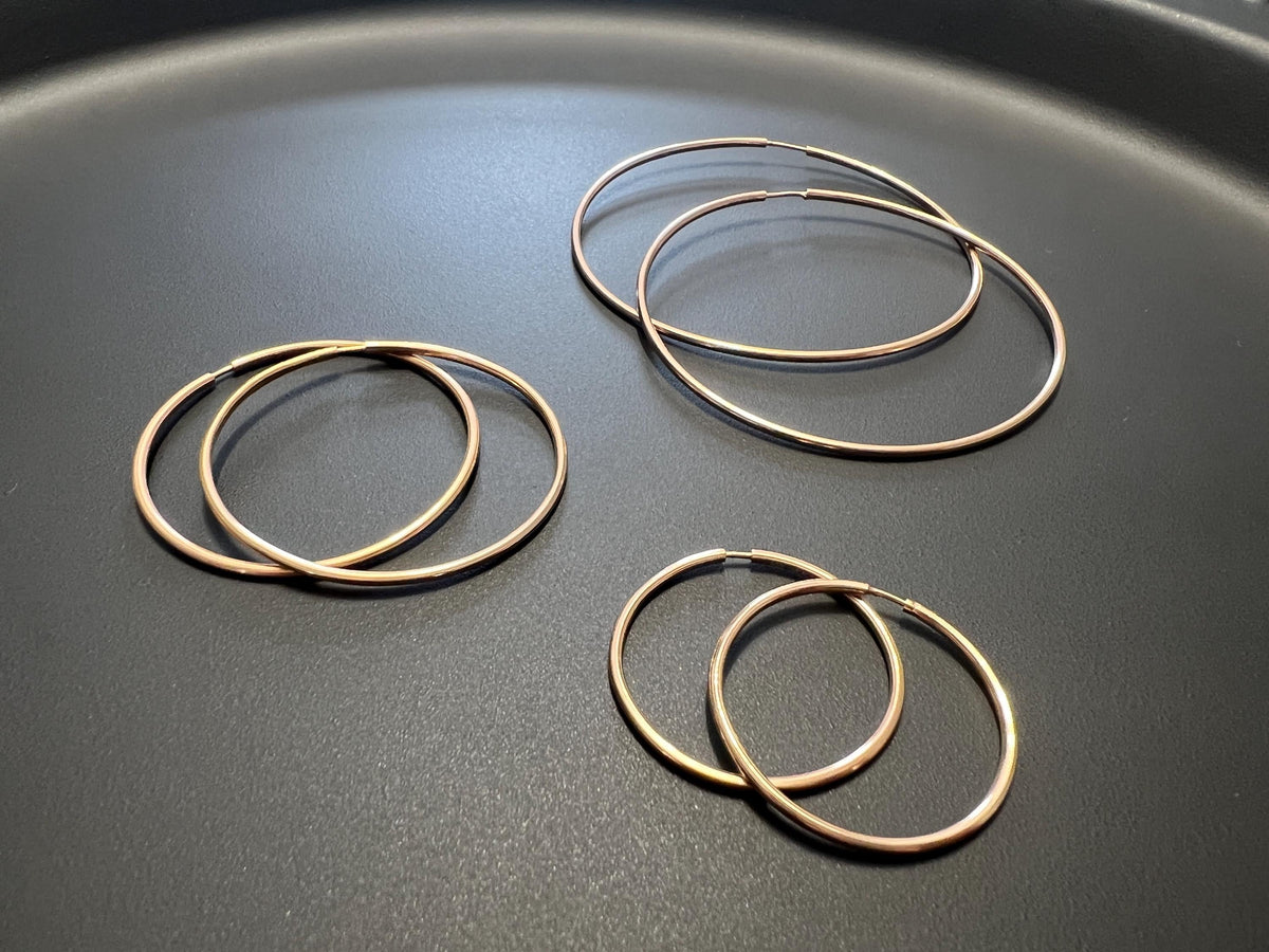 Creolen 925-Silber rosévergoldet, 1,5 mm, 20–70 mm
