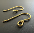 Gold-plated 925 sterling silver ear hooks, 22 × 11 mm, 0.8 mm wire | B10