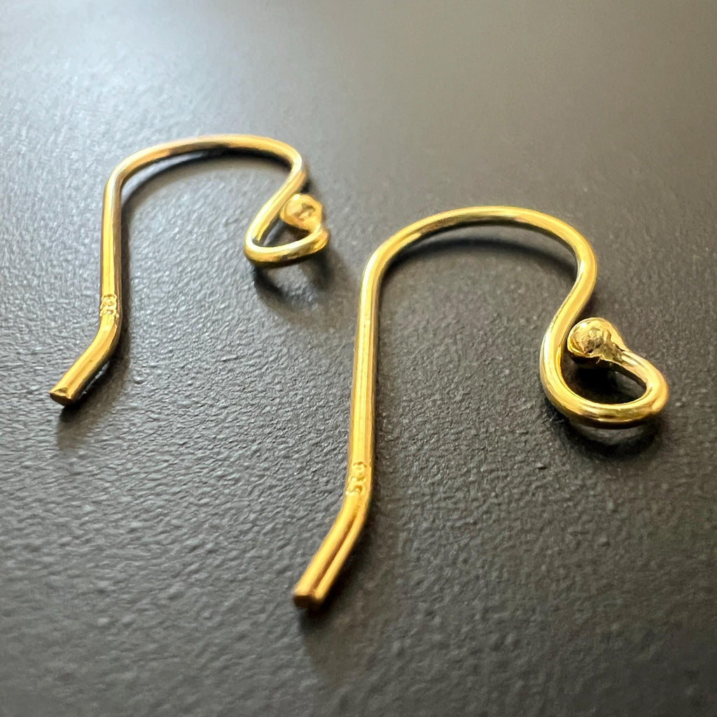Gold-plated 925 sterling silver ear hooks, 22 × 11 mm, 0.8 mm wire | B10
