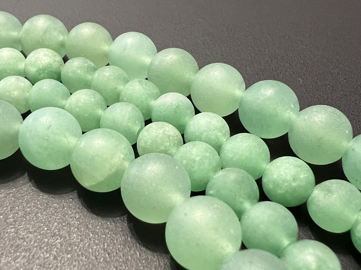 Grüner Aventurin Strang, Kugeln, matt, 6,5 mm & 8 mm