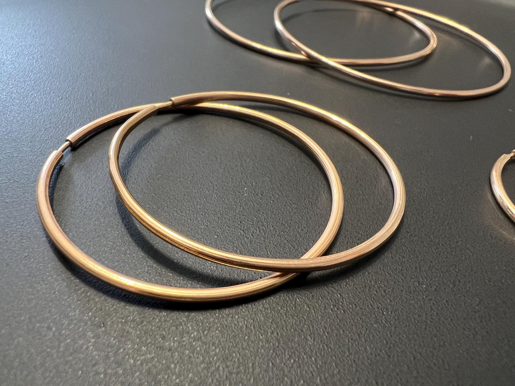 Creolen 925-Silber rosévergoldet, 1,5 mm, 20–70 mm