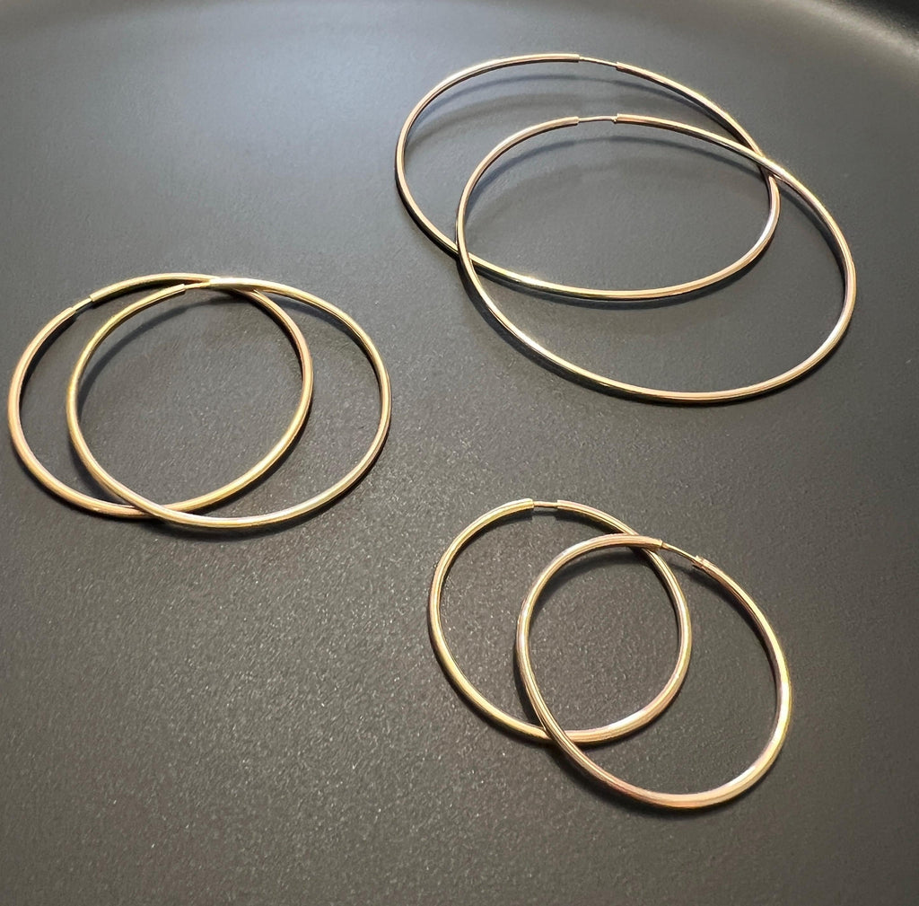 Creolen 925-Silber rosévergoldet, 1,5 mm, 20–70 mm