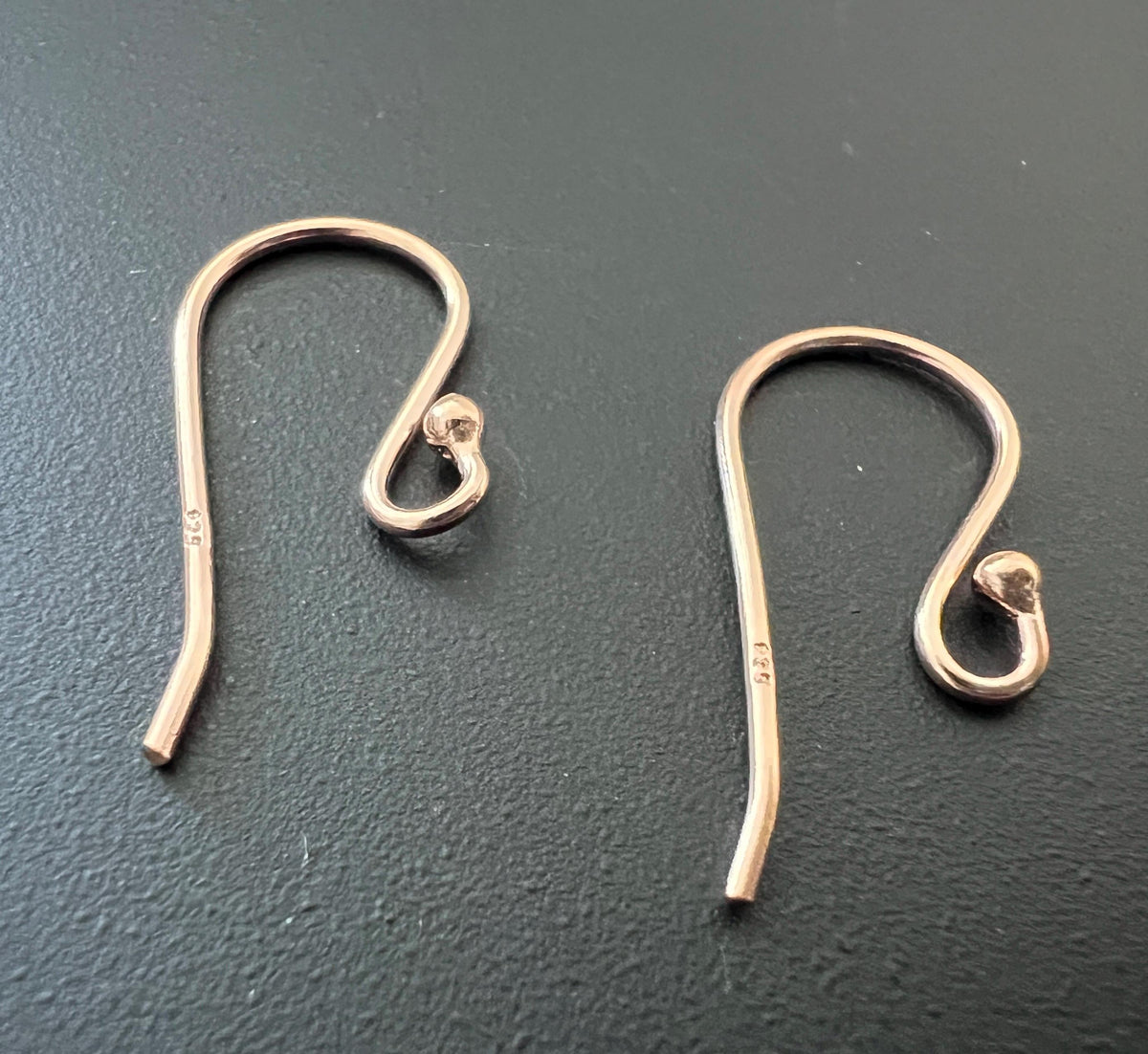 Ohrhaken 925-Silber rosévergoldet, 22 × 11 mm, Draht 0,9 mm | B7