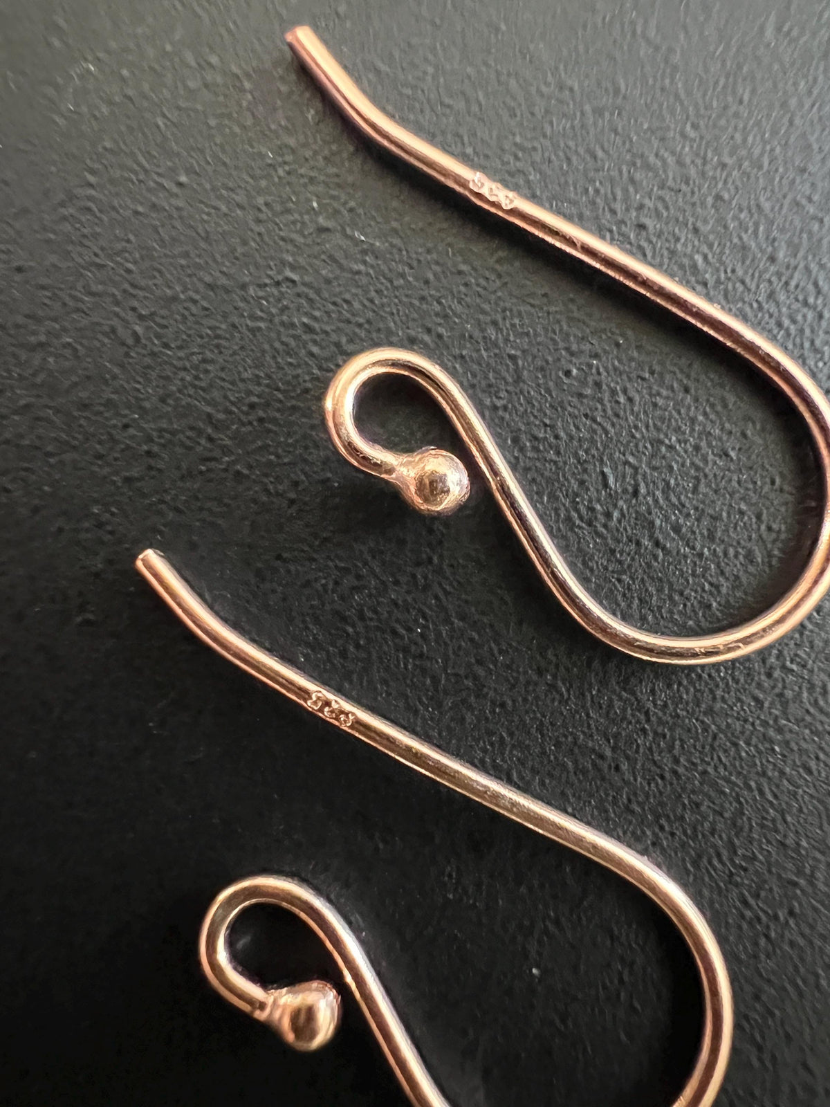 Ohrhaken 925-Silber rosévergoldet, 22 × 11 mm, Draht 0,9 mm | B7