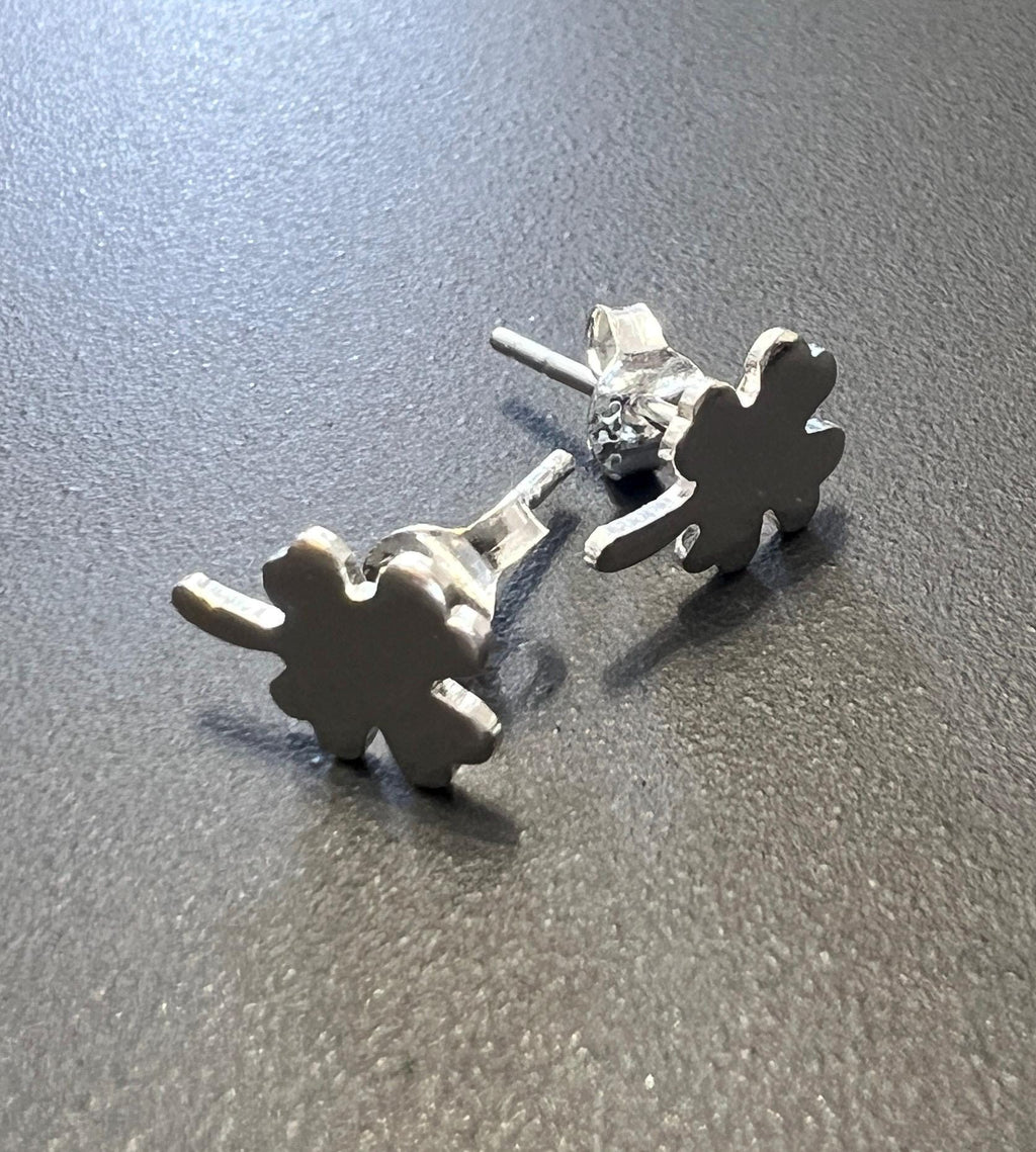 Glücksklee Ohrstecker 925-Silber, 10 × 7 mm - T78