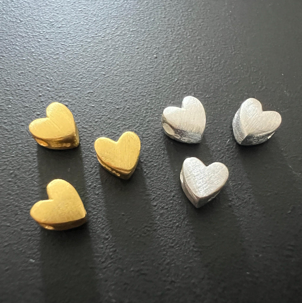 Herz Perle, 925-Silber oder vergoldet, matt, 5 × 5 mm