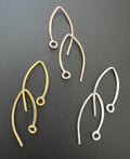 Ohrhaken 925-Silber, vergoldet oder rosévergoldet, 24 × 9 mm