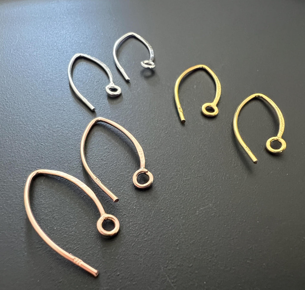 Ohrhaken 925-Silber, vergoldet oder rosévergoldet, 24 × 9 mm