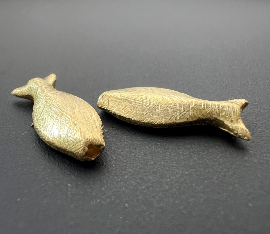 Fisch Perle, vergoldetes 925-Silber, gebürstet, 20 × 7,5 mm | F49