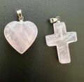 Rosenquarz Anhänger, Herz oder Kreuz