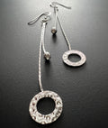 Hängeohrringe 925-Silber, mehrreihig, Kugel & Ring, 65 mm | T87