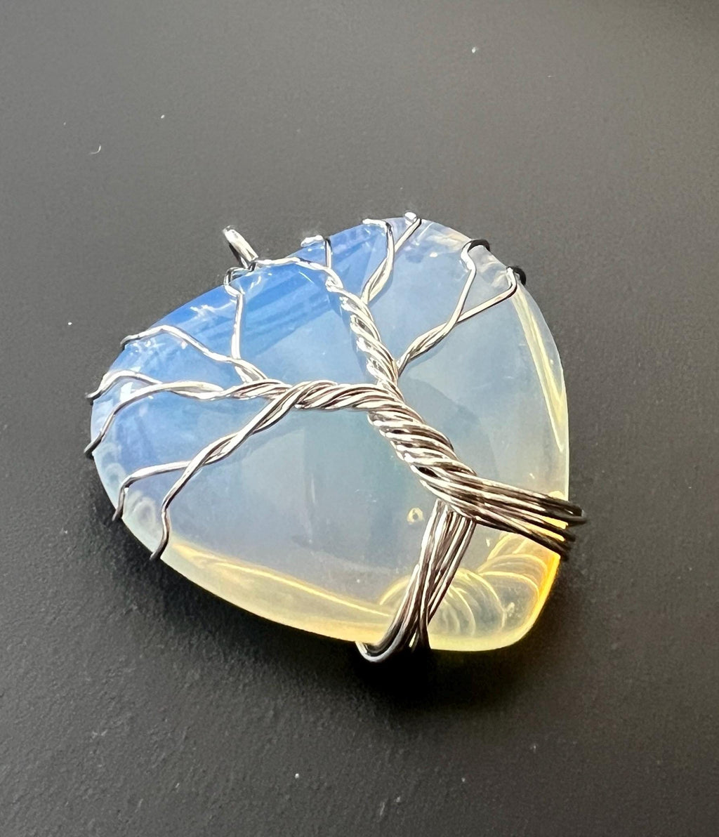 Herz Anhänger Opal-Glas oder Rosenquarz, 30 mm