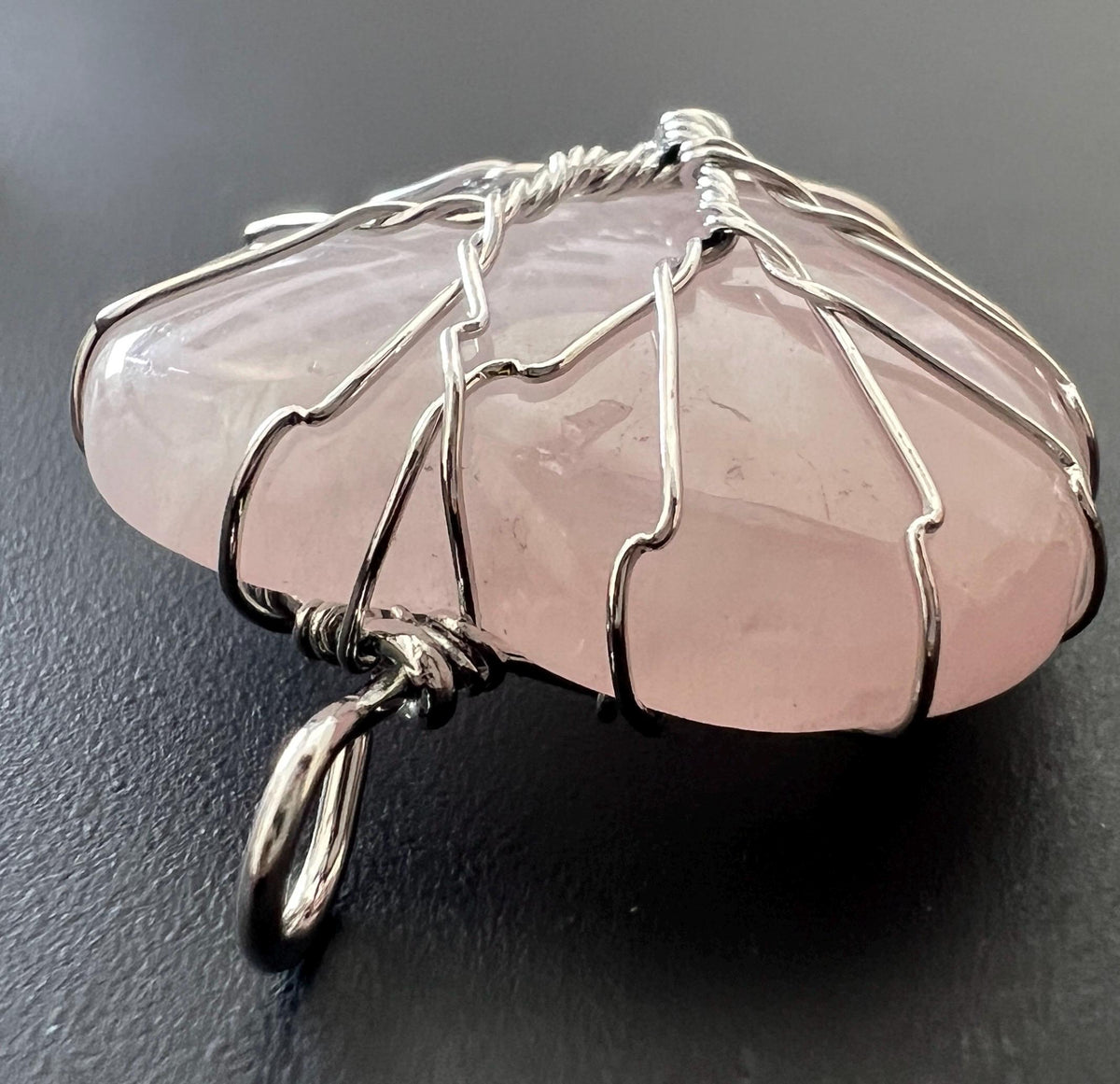 Herz Anhänger Opal-Glas oder Rosenquarz, 30 mm