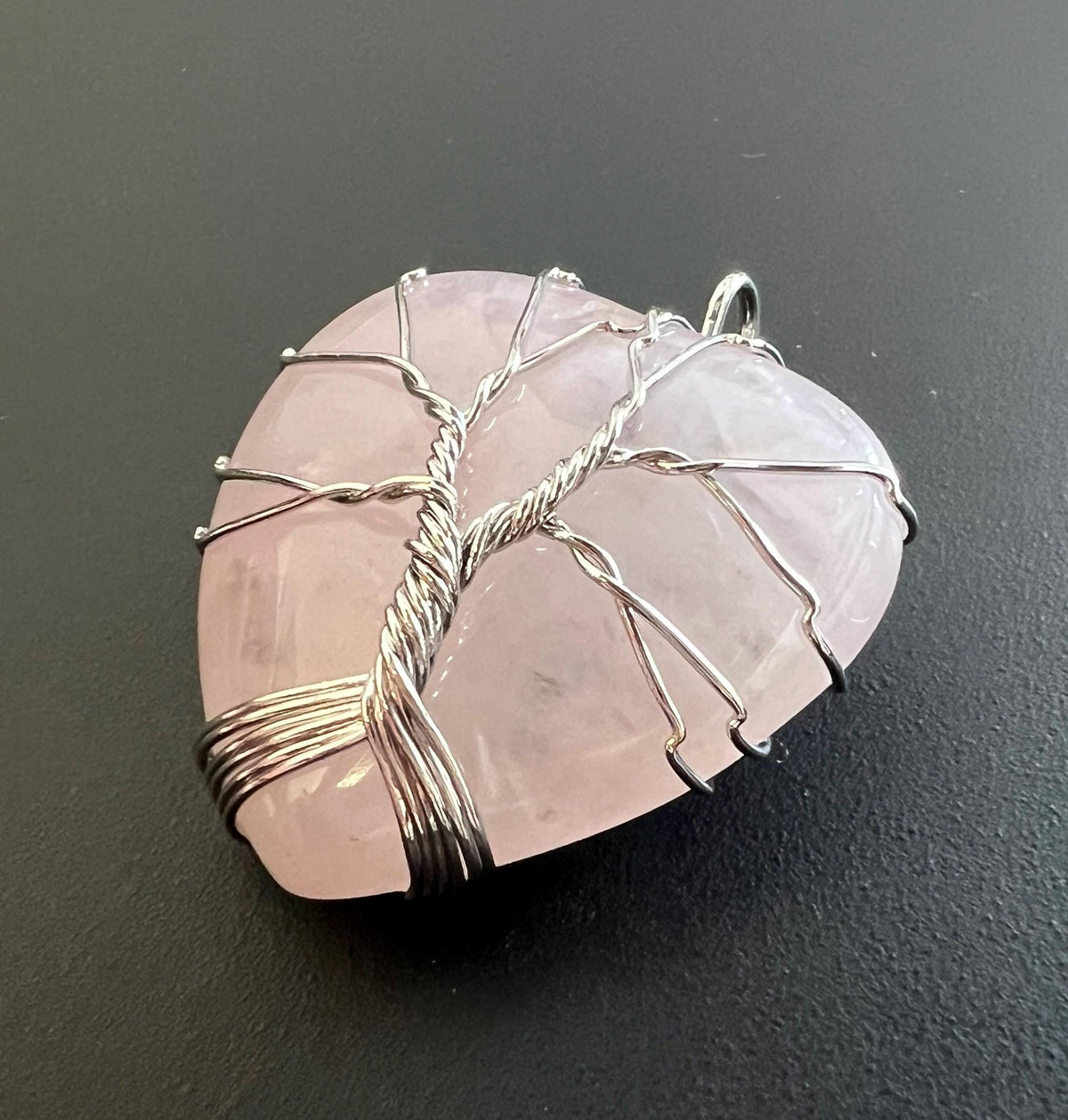 Herz Anhänger Opal-Glas oder Rosenquarz, 30 mm