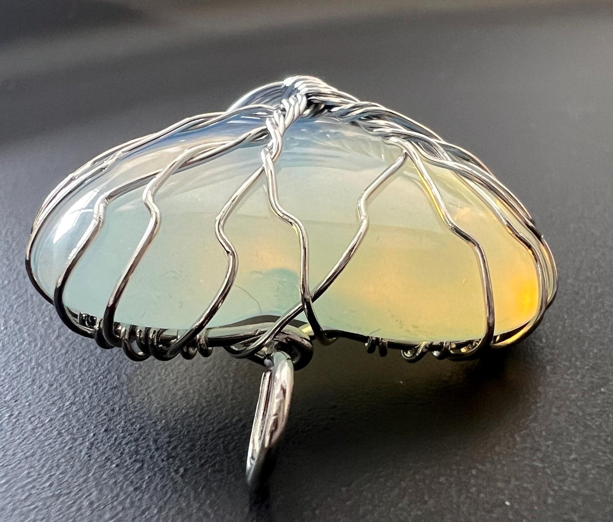 Herz Anhänger Opal-Glas oder Rosenquarz, 30 mm