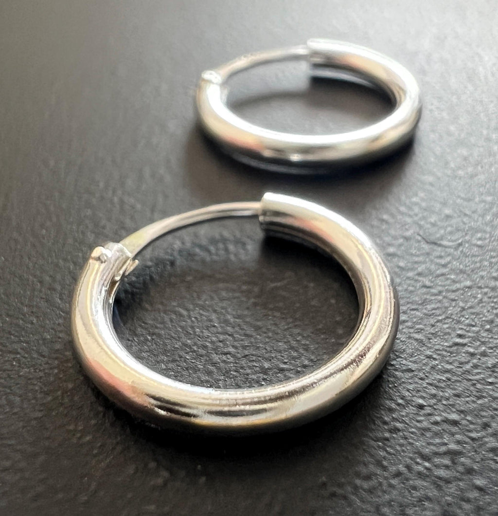 Creole earrings 925 sterling silver, extra small, 10 – 14 mm