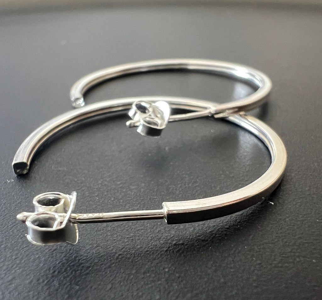 Creolen 925-Silber, offen, eckig, 30 mm | BX6