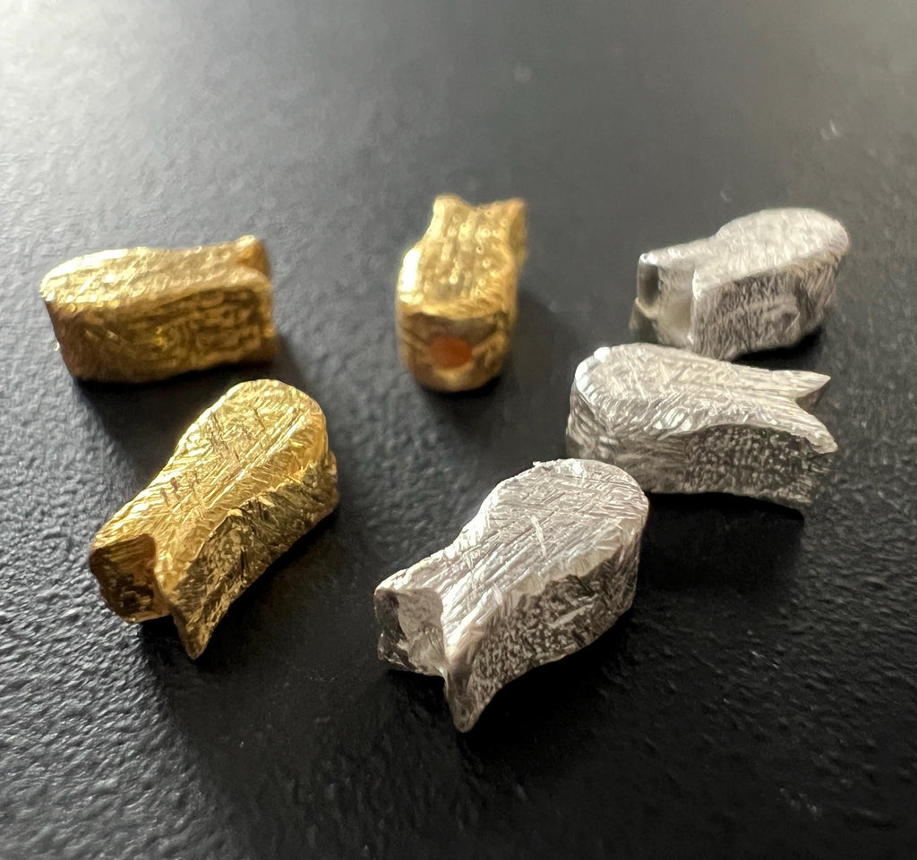 Fish pearl, 925 silver or gold-plated, brushed, 6 × 3 mm
