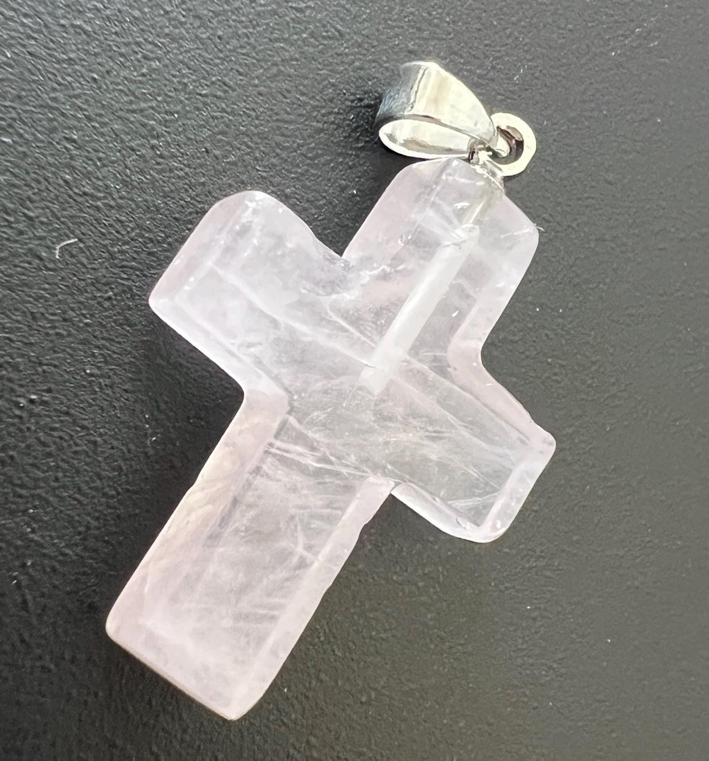 Rosenquarz Anhänger, Herz oder Kreuz