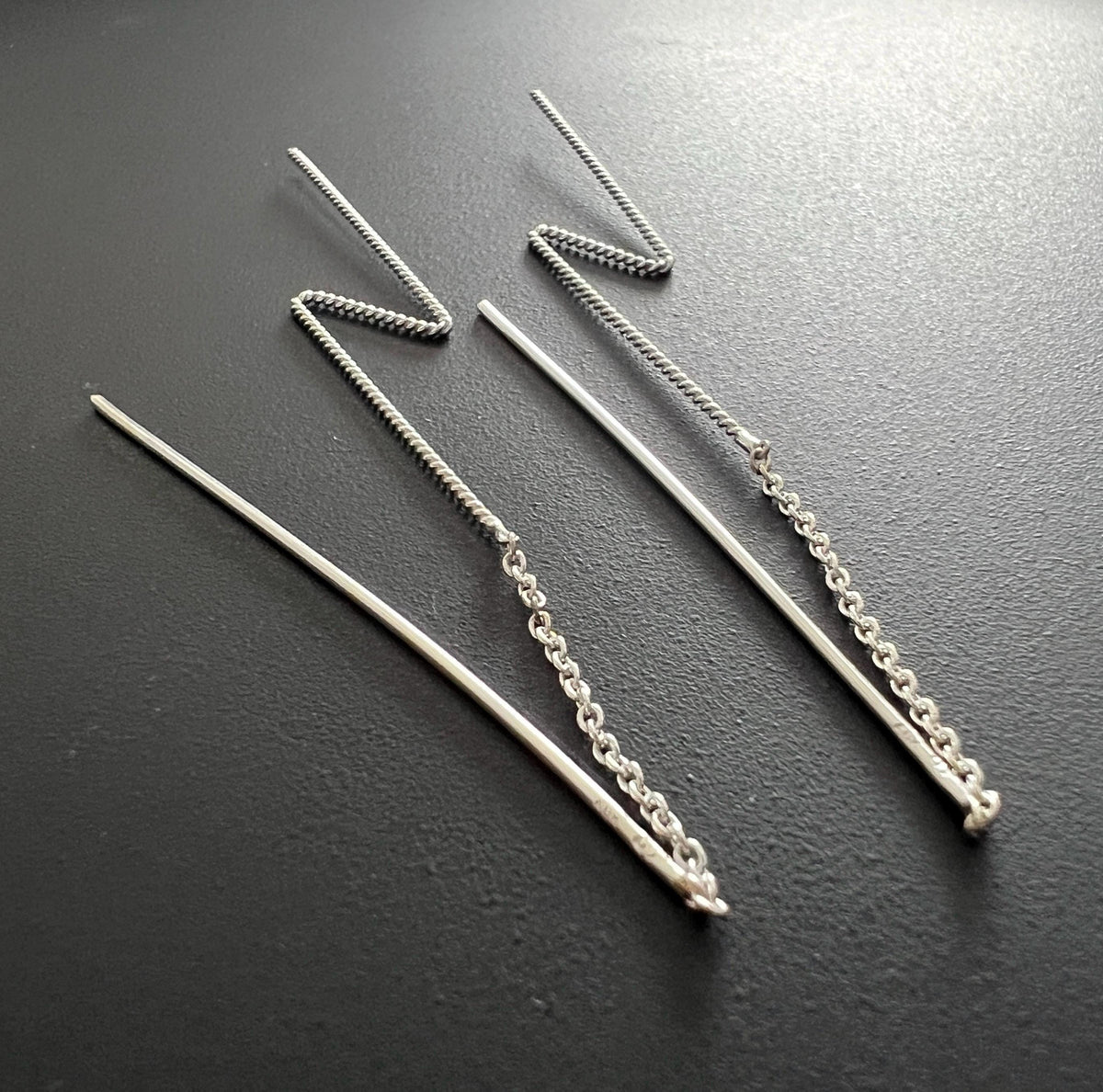Hängeohrringe Blitz 925-Silber, Fadenohrringe - T86